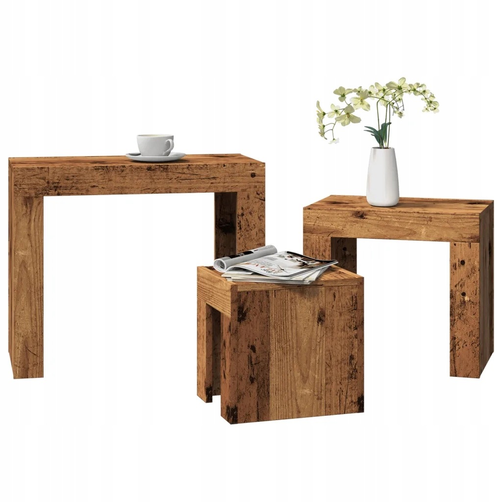 vidaXL Hnízdové konferenční stolky 3 ks old wood kompozitní dřevo