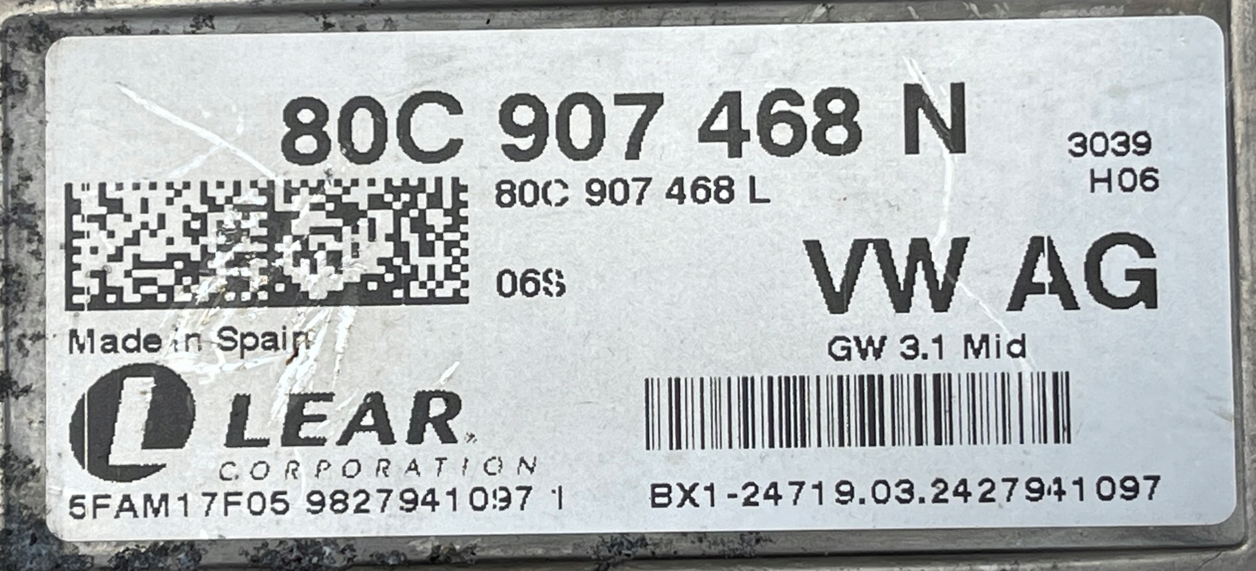 AUDI A4 B9 8W module control unit INTERFACE GATEWAY 80C907468N