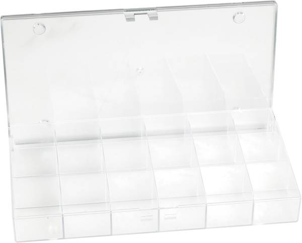 Pudełko 18 przegródek uniwersalne przezroczyste