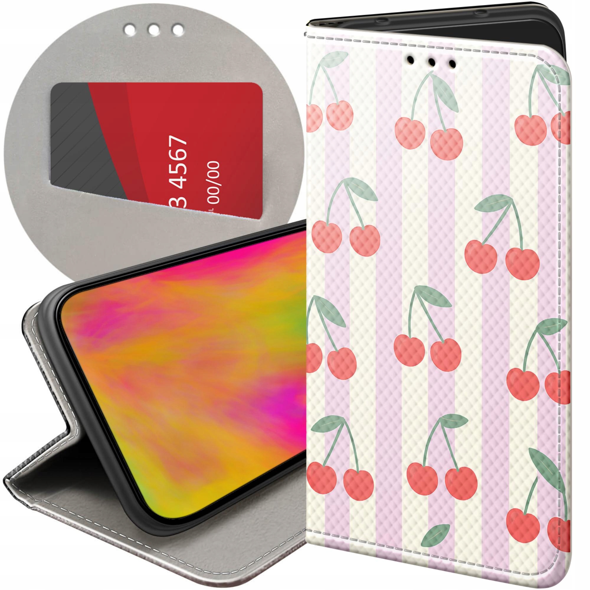 Etui Z Klapką Do Oppo A40 Wiśnie Wiśnia Owoce Futerał Pokrowiec Case