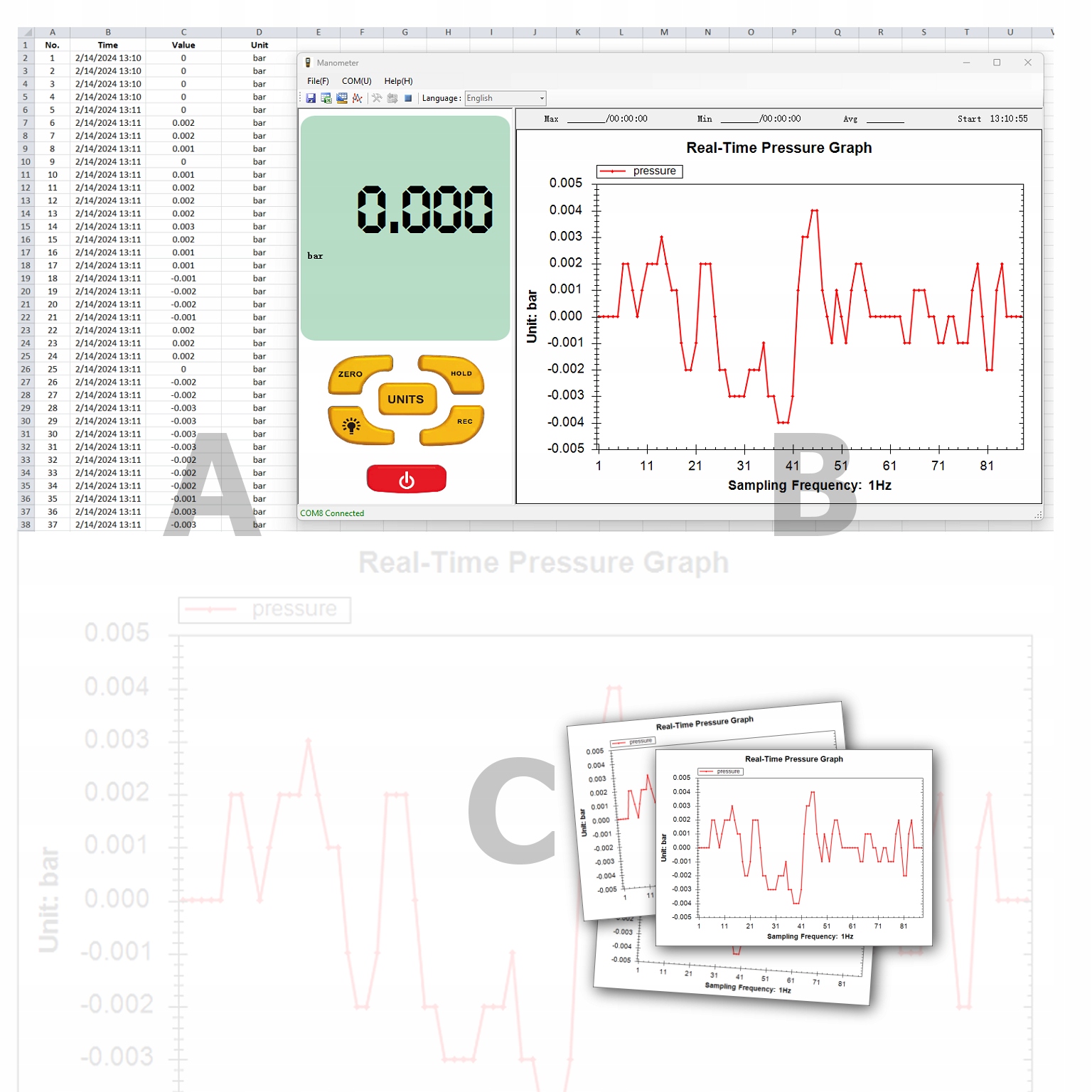 MANOMETR RÓŻNICOWY CYFROWY MIERNIK CIŚNIENIA TESTER PODCIŚNIENIA 0-0.350BAR Kod producenta GM520