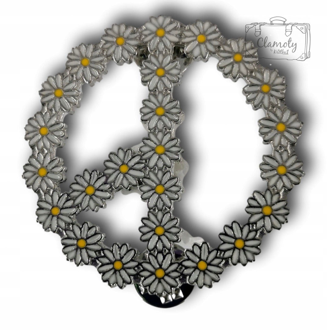 

Przypinka Metalowa Peace Pokój Kwiaty Metal Pin