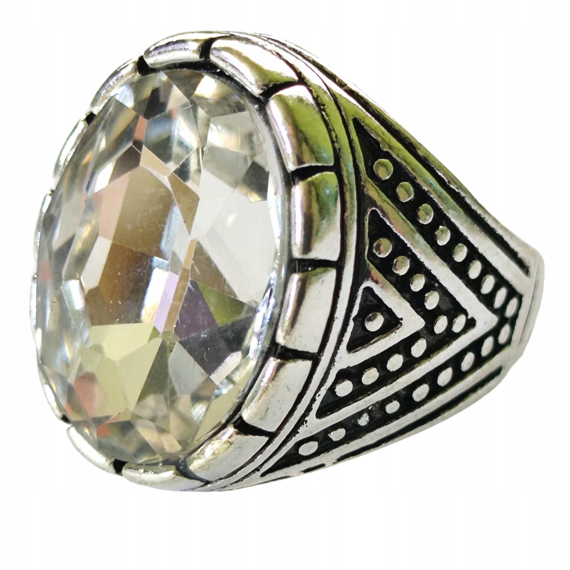 Stříbrný signet s velkou zirkonií Kámen Retro Ocel Ušlechtilá Vintage