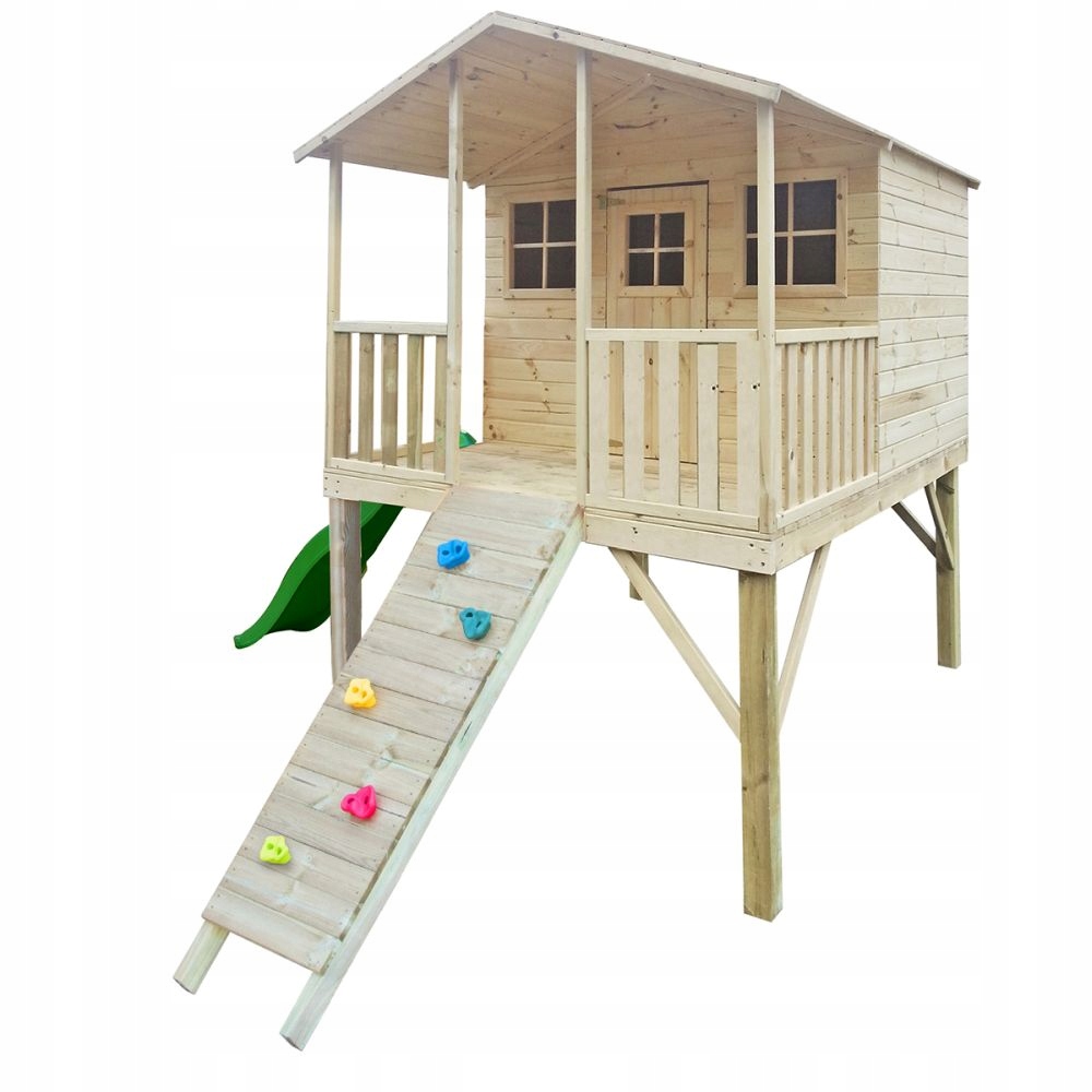 Dřevěný zahradní domeček Gucio pro děti skluzavka horolezecká stěna