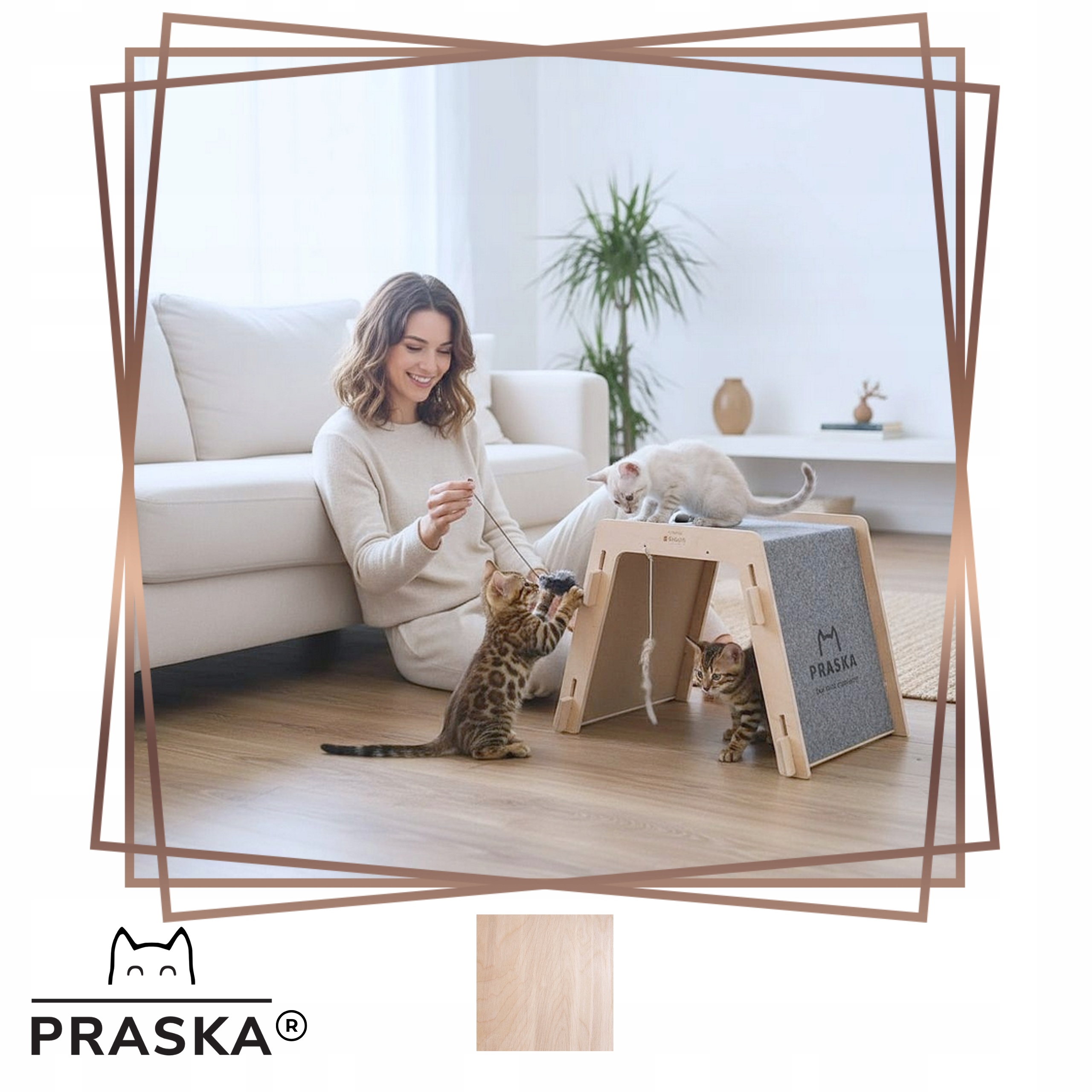 Levně Škrabadlo pro kočky Babysitter 45x31x25 odolné Premium z Polska Natural