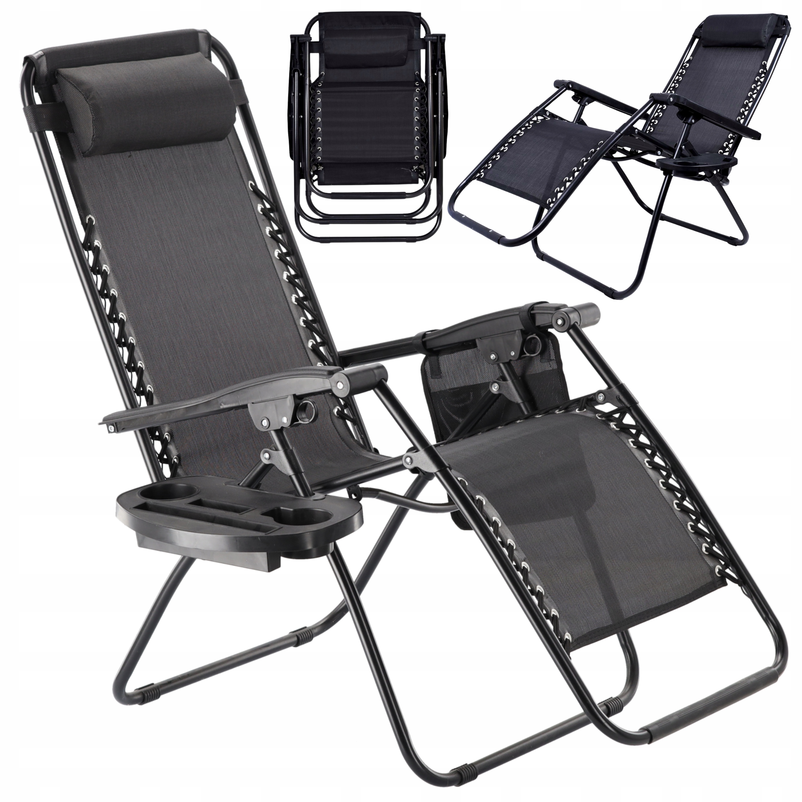 Leżak Ogrodowy Plażowy Składanydo Ogrodu Fotel Krzesło Turystyczne +stolik