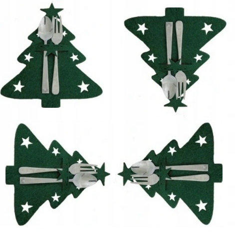 PODKŁADKI ŚWIĄTECZNE FILCOWE zielone POD SZTUĆCE DEKORACJA 6 SZT