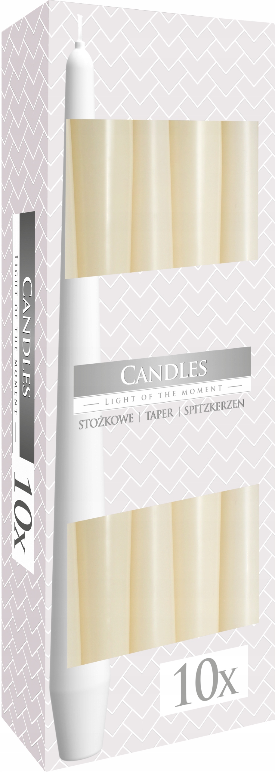 

Świece Świeca Stołowe Stożkowe Ecru 24,5cm 10szt.