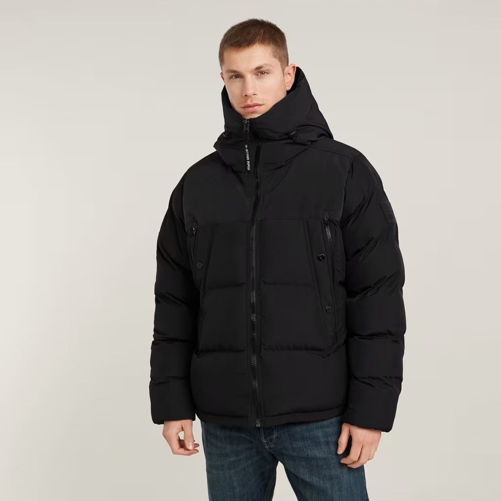 G-star Raw Prošívaná Bunda S Kapucí Černá Se Zipem L 2FA