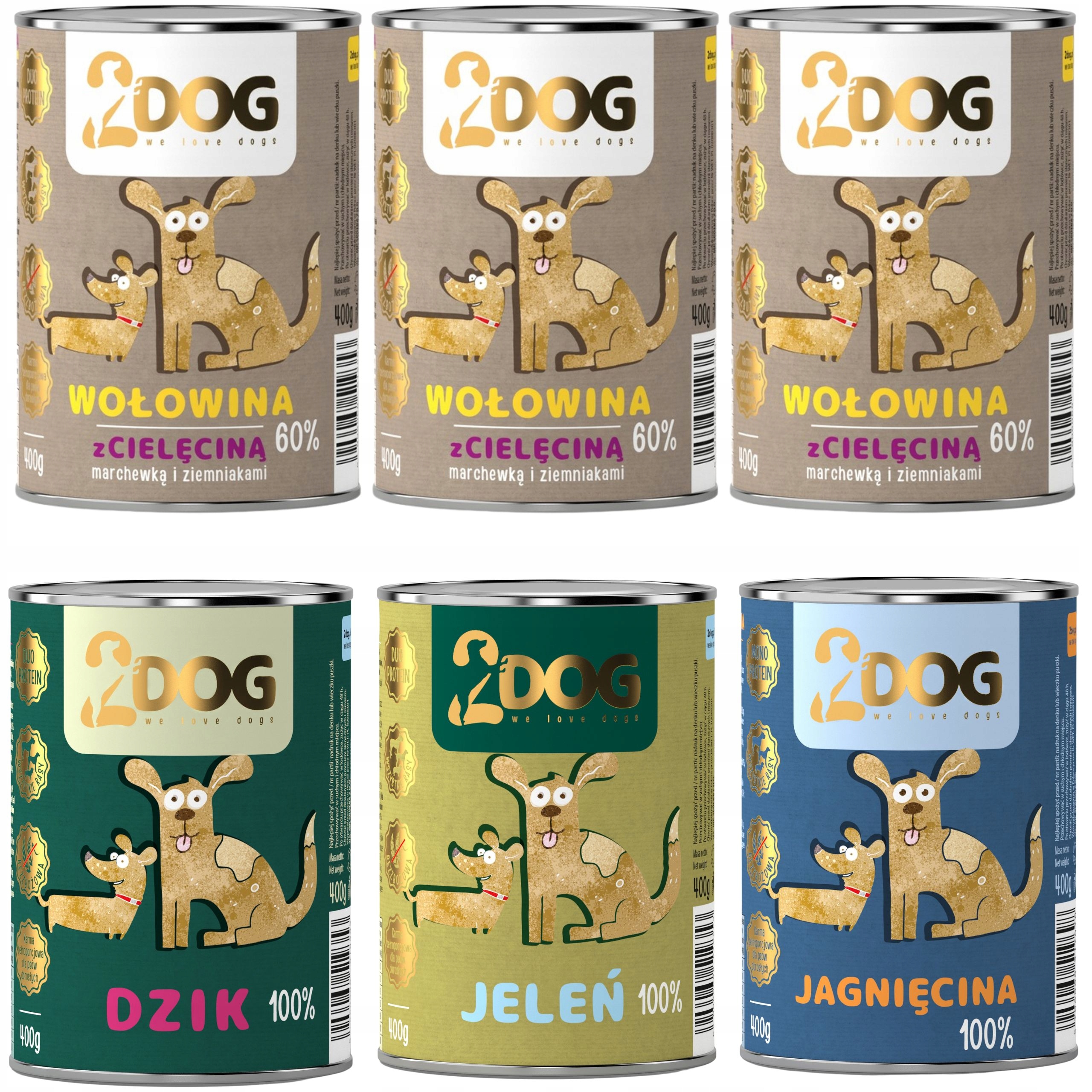 Vlhké Krmivo Pro Psy Hovězí Maso 100% Jelen Divoký Jehněčí Maso 400 G Mono Protein