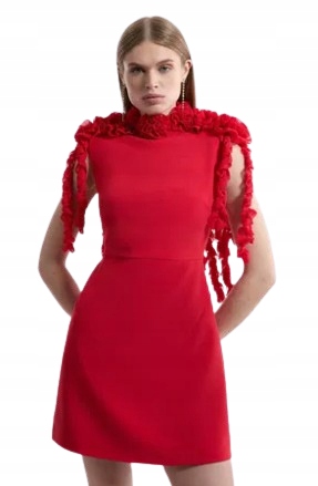 Karen Millen Červená Šaty S Baskinkou Pro Nízké Ženy 34 B1G
