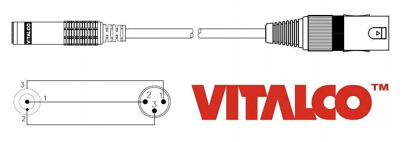 ADAPTER PRZEJŚCIÓWKA XLR MĘSKI GNIAZDO JACK 6.3 STEREO VITALCO Model MP16
