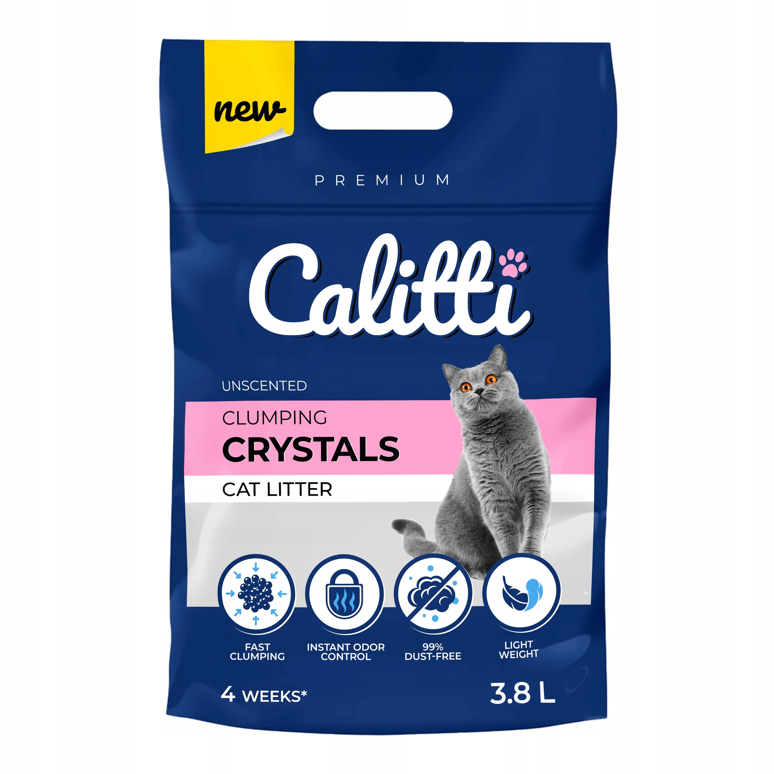 Levně 2x Calitti Clumping Crystals silikonový stelivo pro kočky 3,8 L