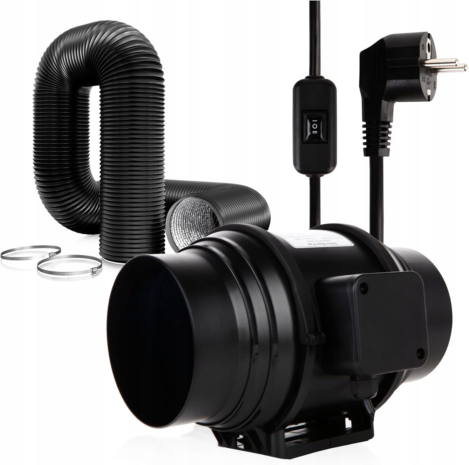 Brogachy kanálový ventilátor 150 mm 535 m³/h 2 rychlostní stupně hadice 3 m pro pěstování