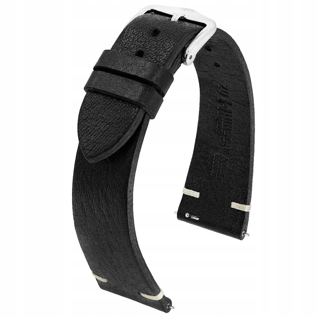Černý kožený opasek 22 mm Hirsch Bagnore 05502050-2-22 (L)