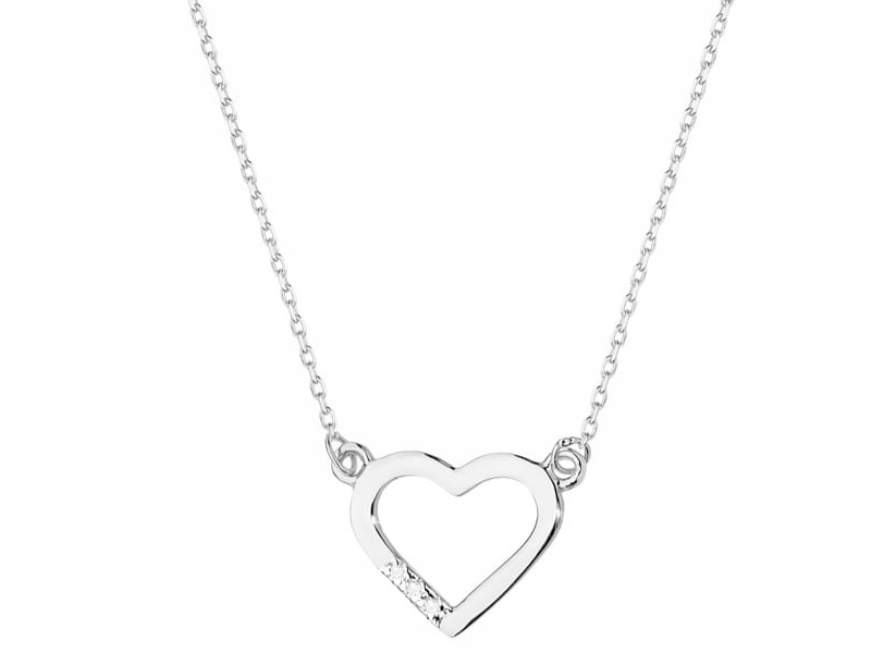 Zlatý náhrdelník 585 bílé srdce diamant 1,15g moderní módní vzor dárek