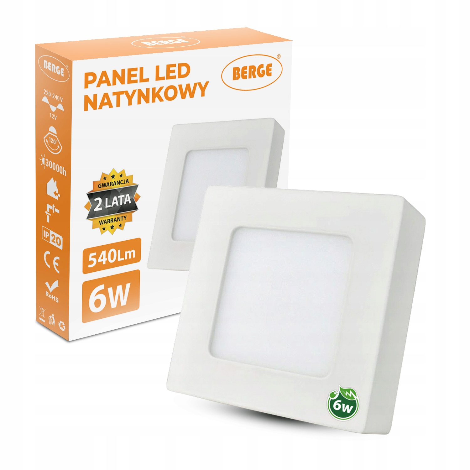 

Panel Plafon Led 6W Natynkowy 540LM Emc Kwadrat