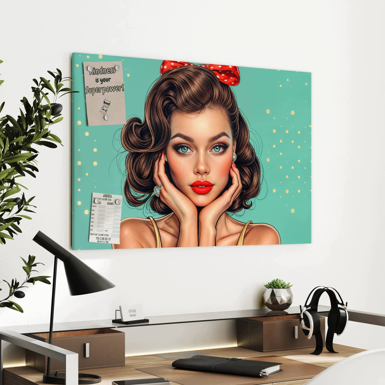 Magnetická tabule Retro Piekno 90 × 60 cm