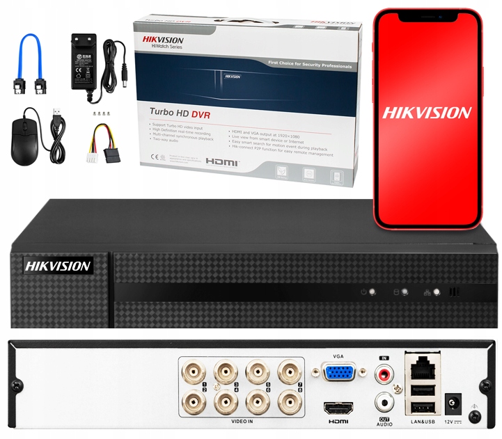 

Rejestrator analogowy Hikvision 8 kanałow 2MPx Xvr