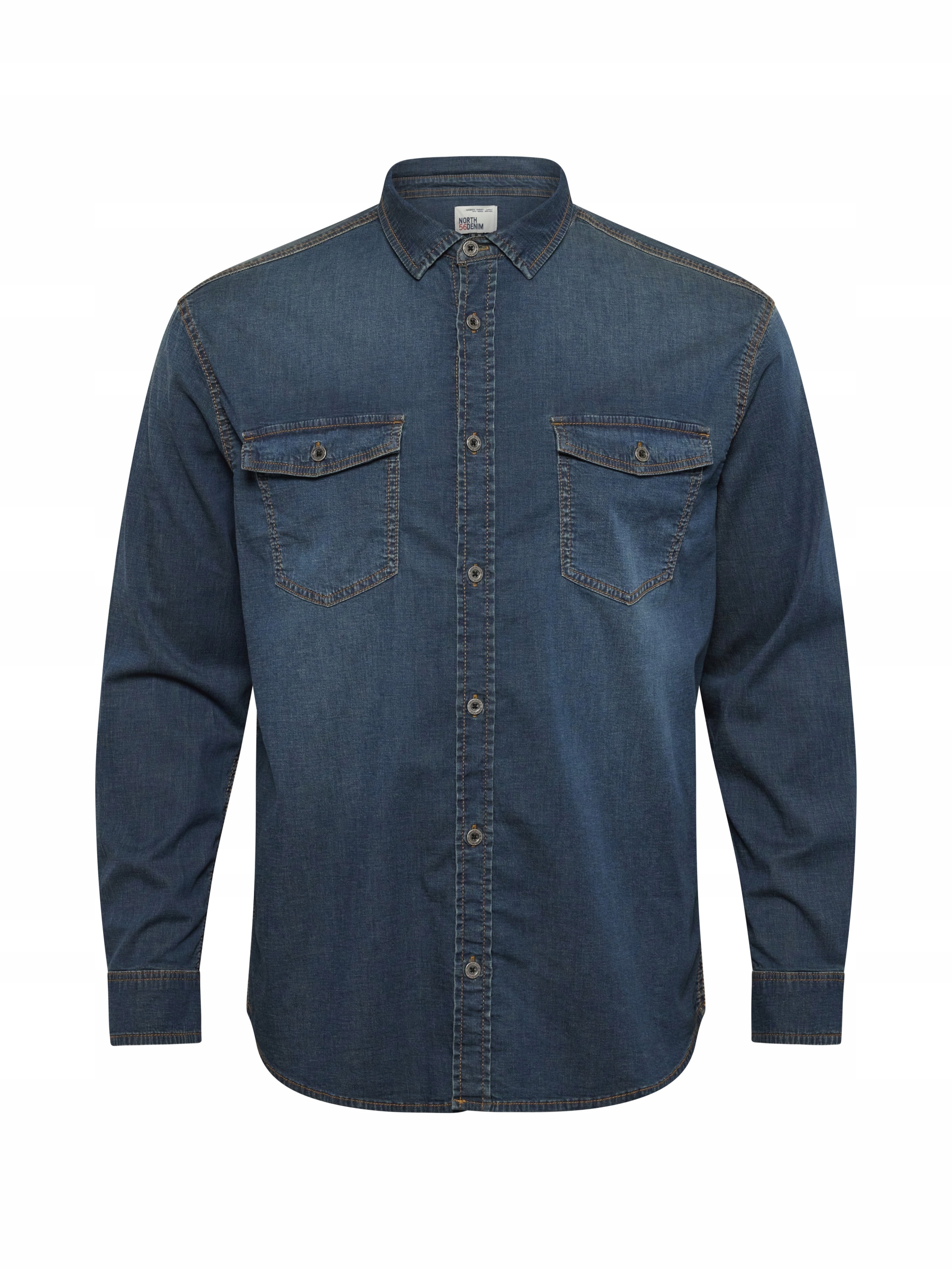 North 56°4 Velké Rozměry Džínová Košile Tmavě Modrá 7XL 196 cm