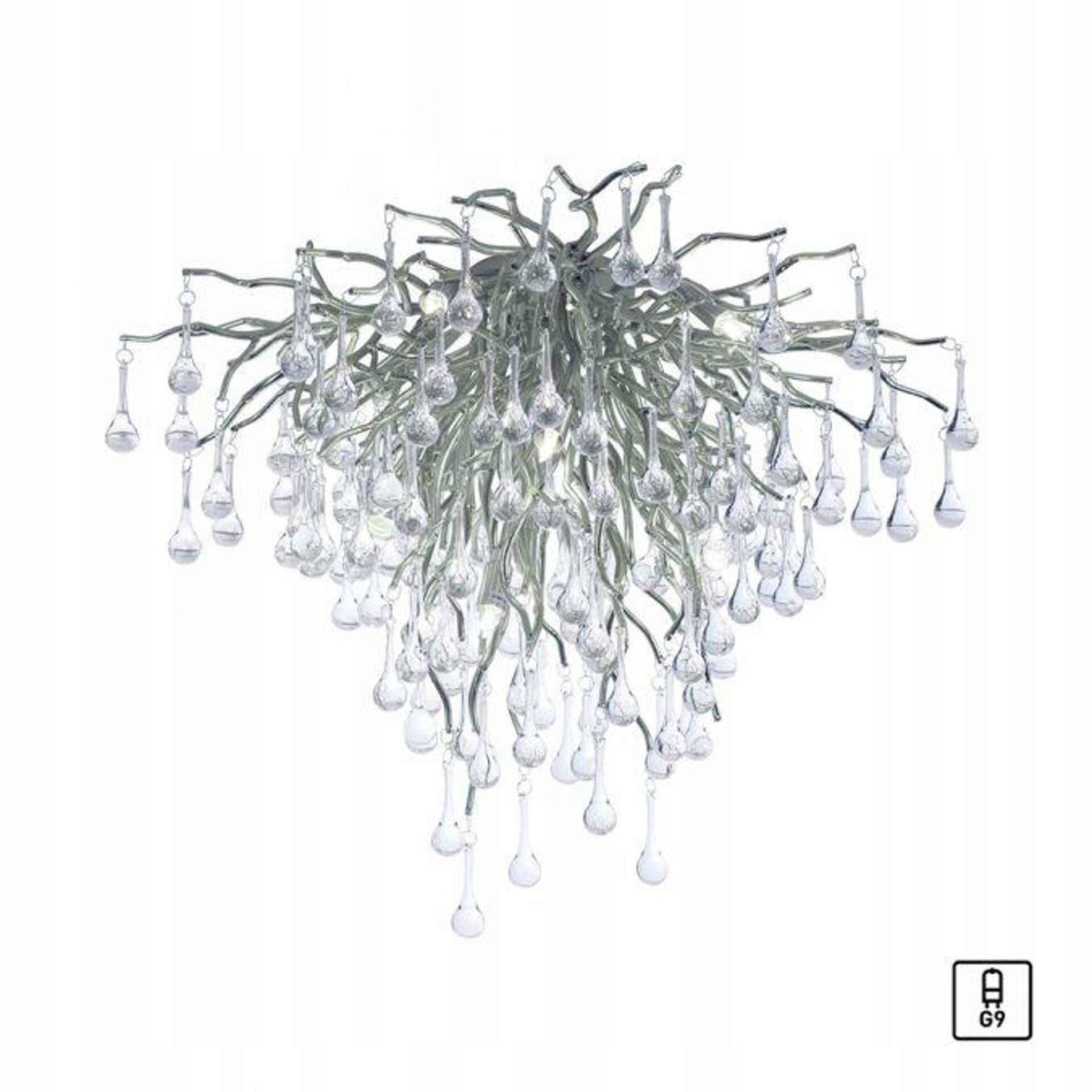 Paul Neuhaus Icicle luster stropný, strieborný, 160 kryštálov, 9xG9, 50 cm