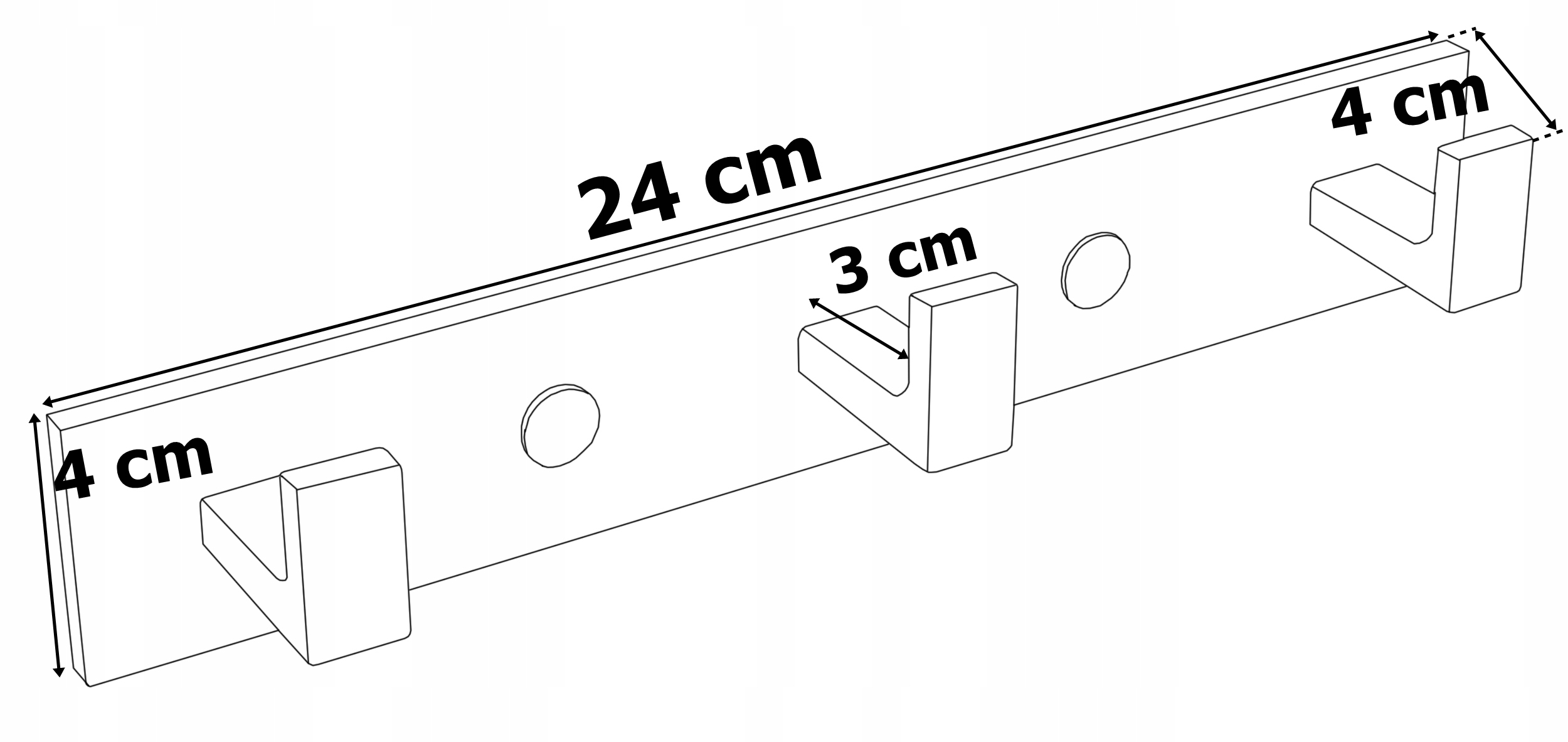 WIESZAK NA RĘCZNIKI ŁAZIENKOWY CZARNY LOFTOWY METALOWY HACZYKI LOFT 24 cm Wysokość 40 mm