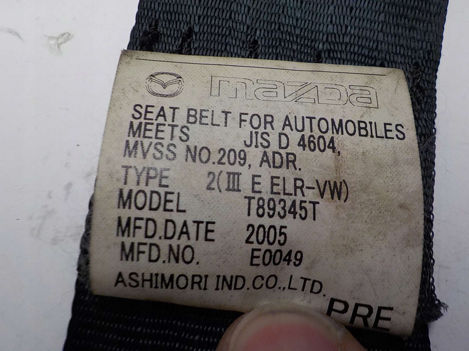 MAZDA MX-5 III Gurten Sicherheits Spanner rechts vorne T89345T