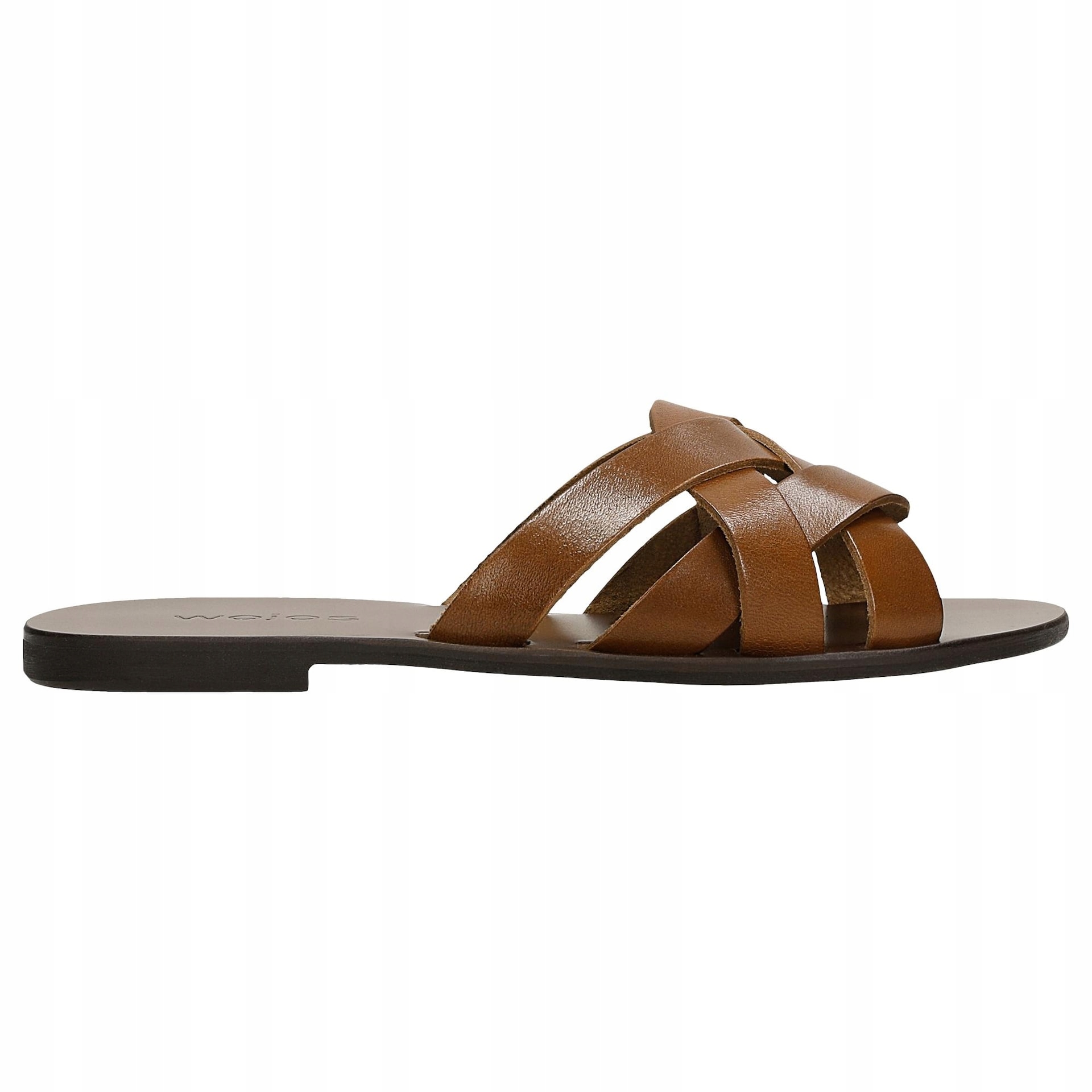 Světle hnědé nazouváky s proplétanými pruhy vel. 42