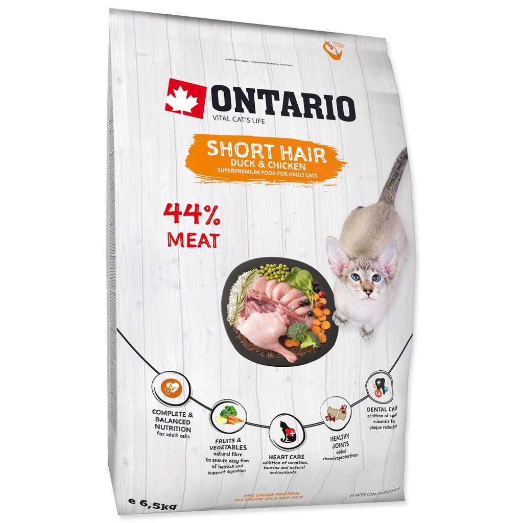Levně Krmivo Ontario Cat Shorthair 6,5kg