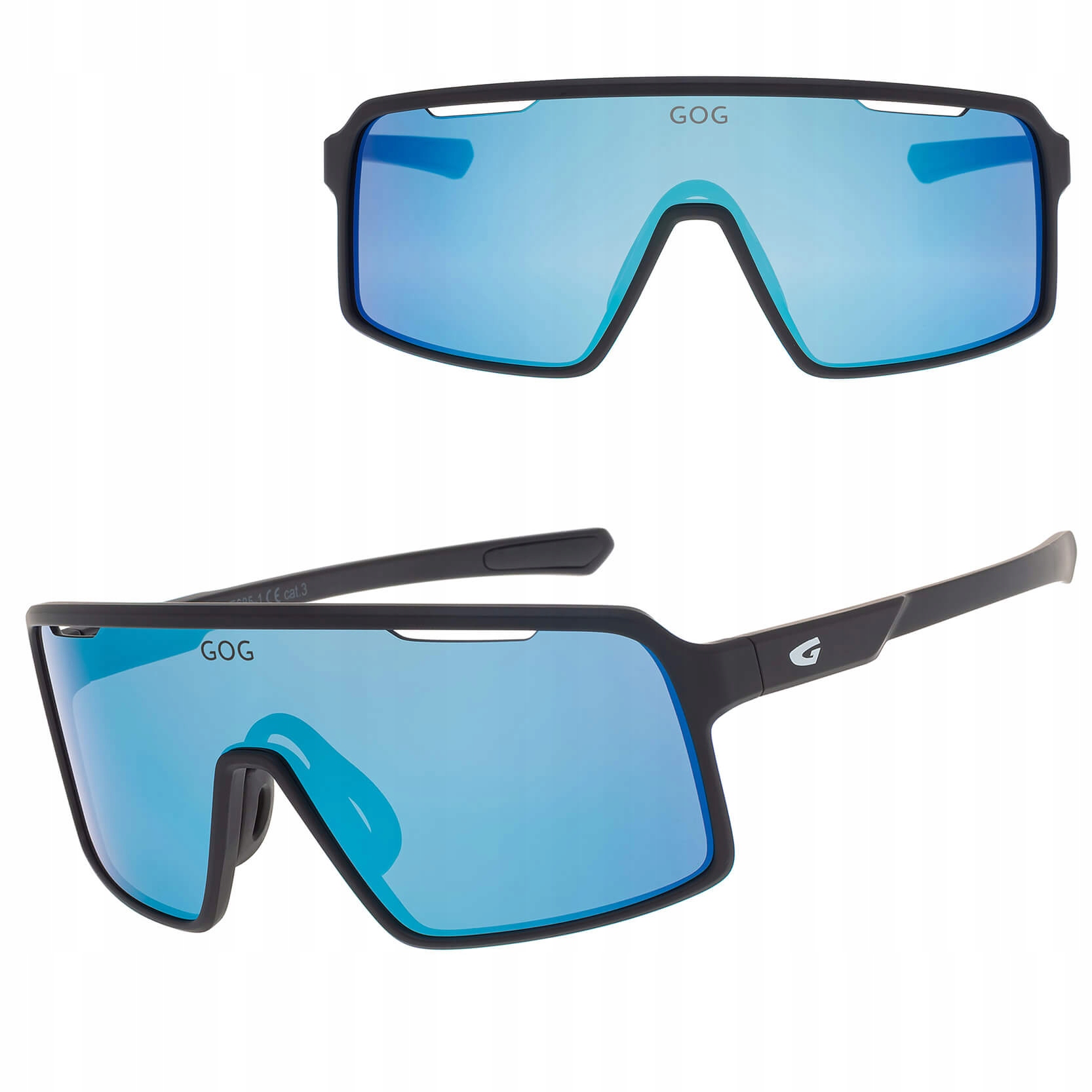 Sportovní zrcadlové sluneční brýle na kolo Gog, černá/granátová barva