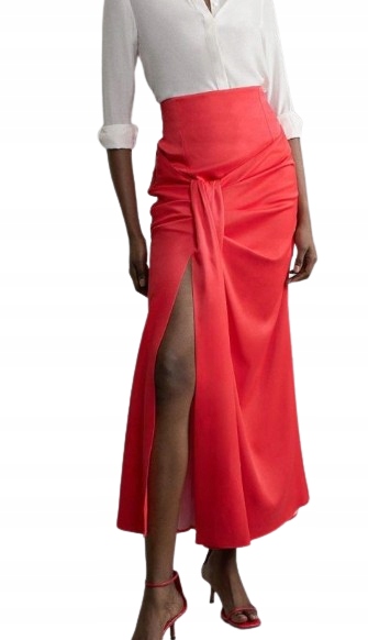 Karen Millen Červená Sukně MIDI S Rozparkem Pro Nízké Postavy Vel. 38 B1F