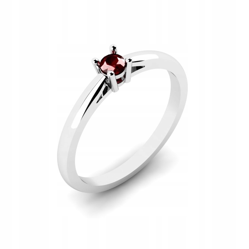 

Pierścionek Z Białego Złota Z Bordową Cyrkonią