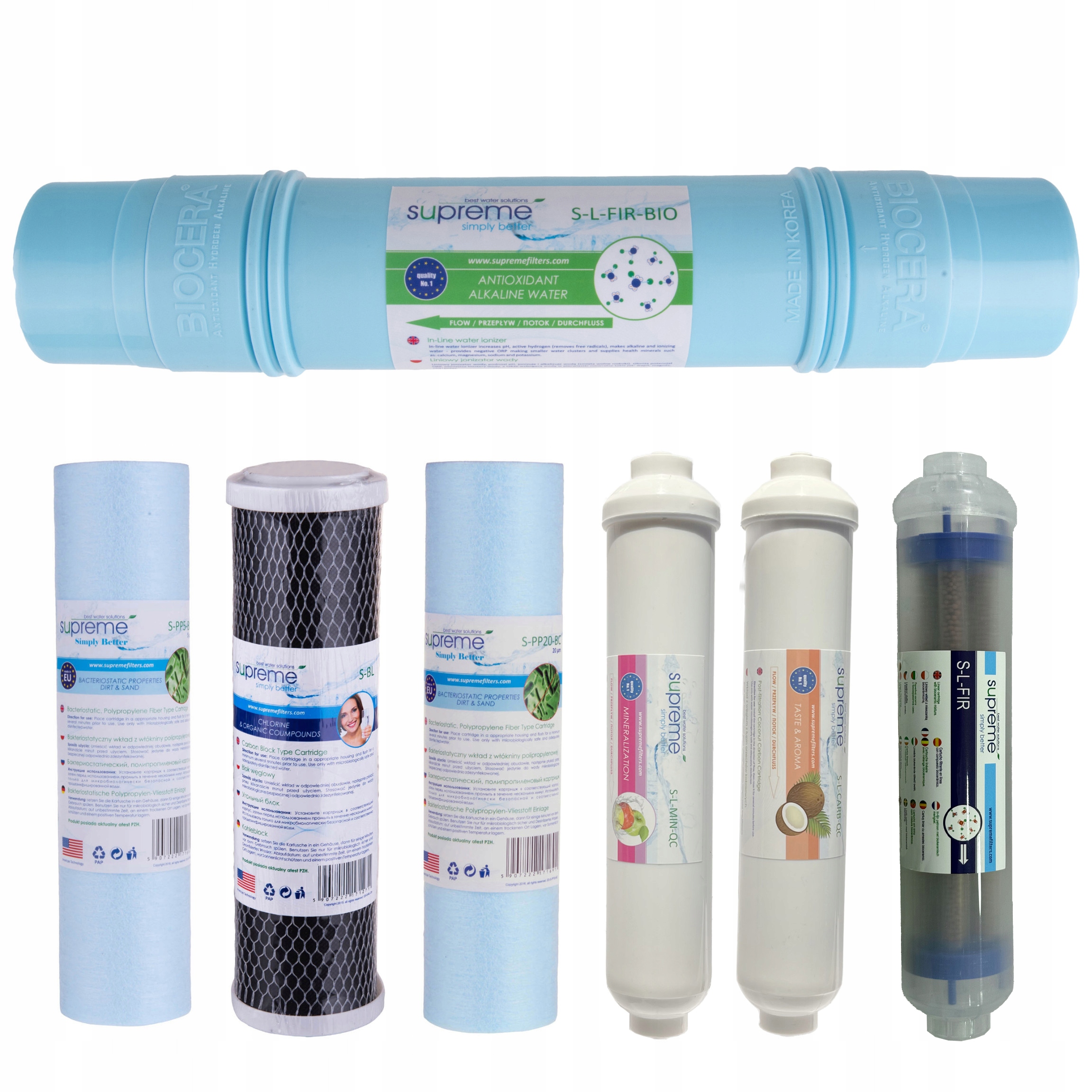 Komplet wkładów RO8 Supreme Premium Odwrócona Osmoza