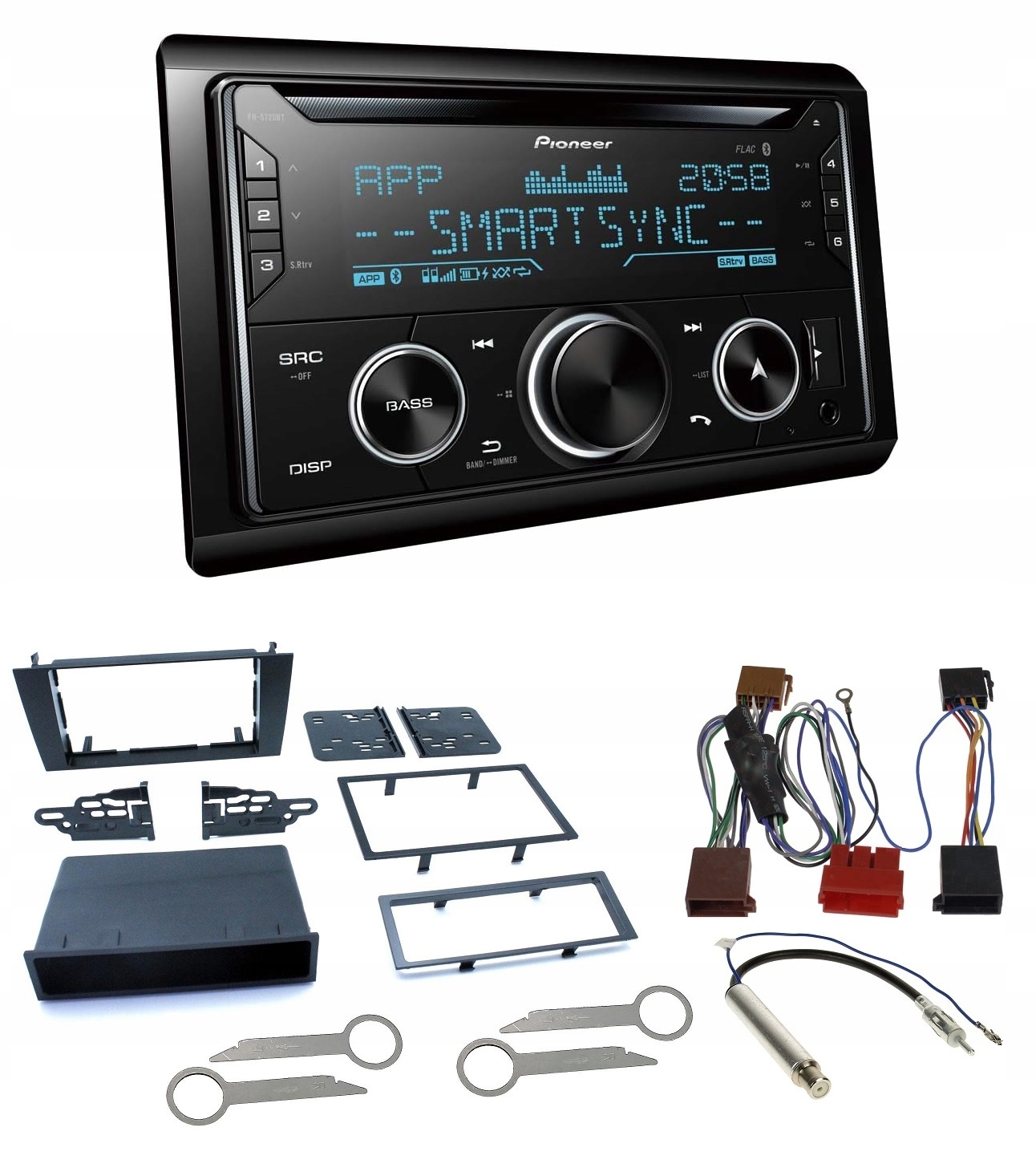 Pioneer FH-S720BT Bluetooth Usb autorádio 2DIN Audi A4 B5 rámček