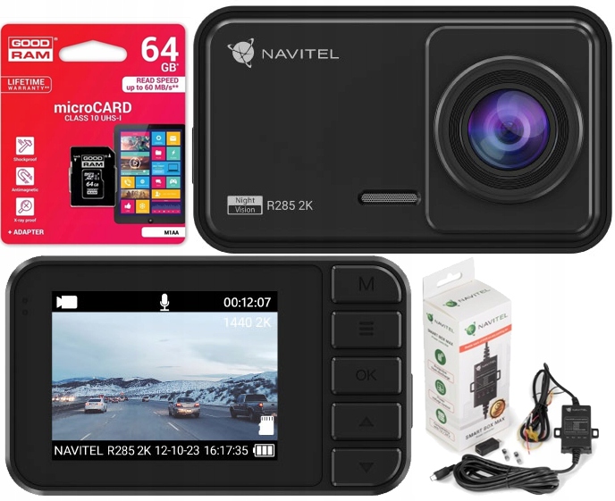 Wideorejestrator Navitel R285 2K rejestrator jazdy USB-C + 64GB + smartbox