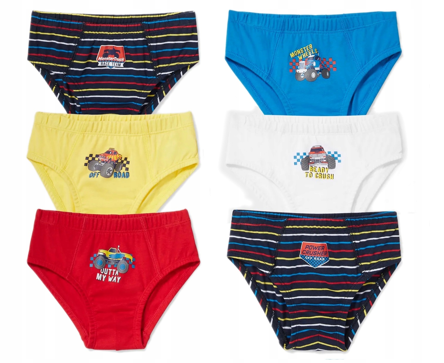 

6 Pack Majtki Chłopięce Slipy Monster Track 98/104