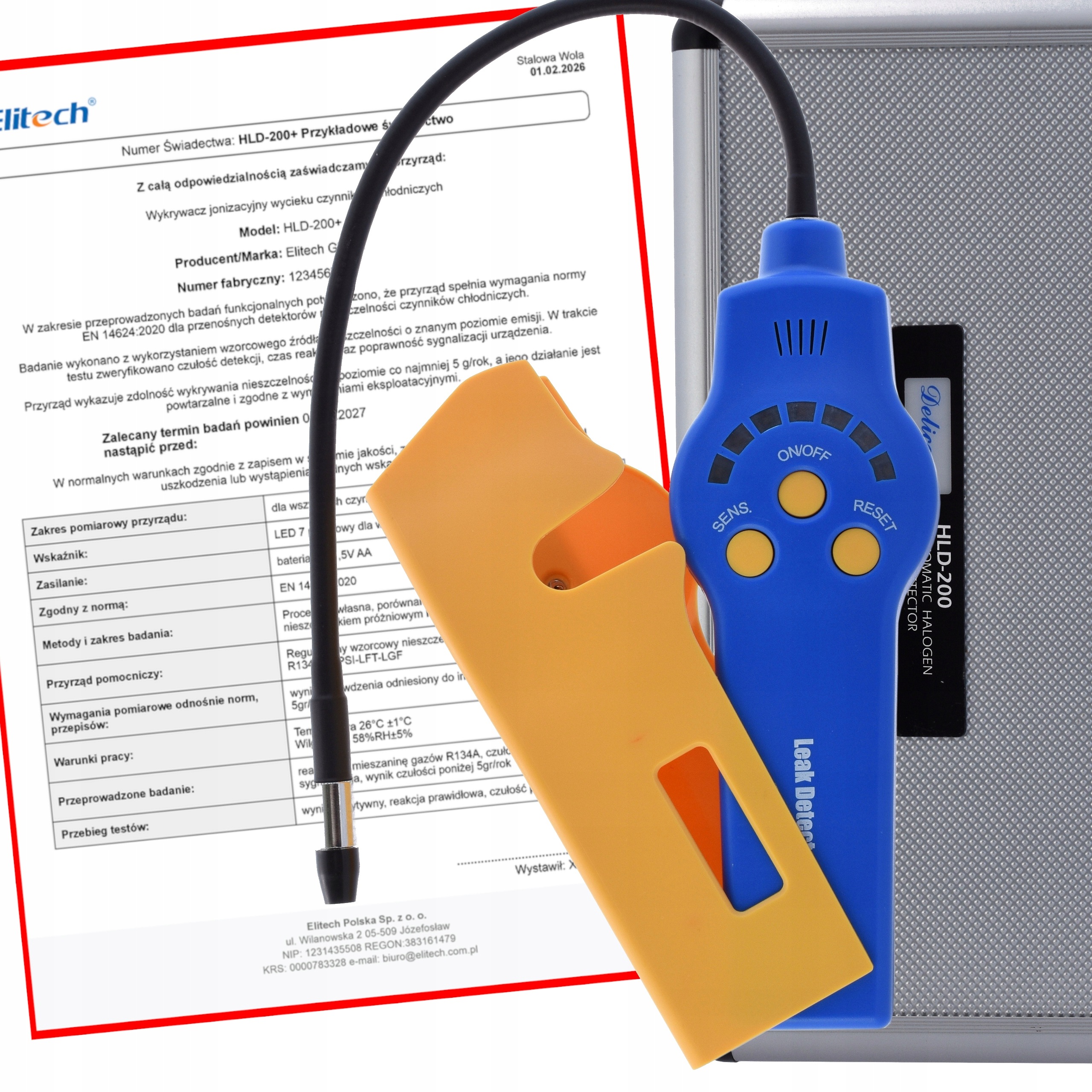Detektor netesností Detektor klimatizácie Kufor – certifikát