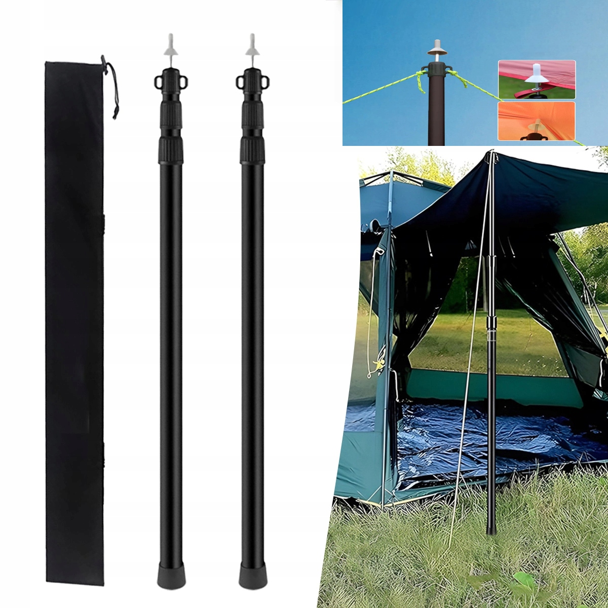 Stožárová Tyč 2ks Pro Stan, Markýzu, Tarpy Nastavitelná 90CM-230CM