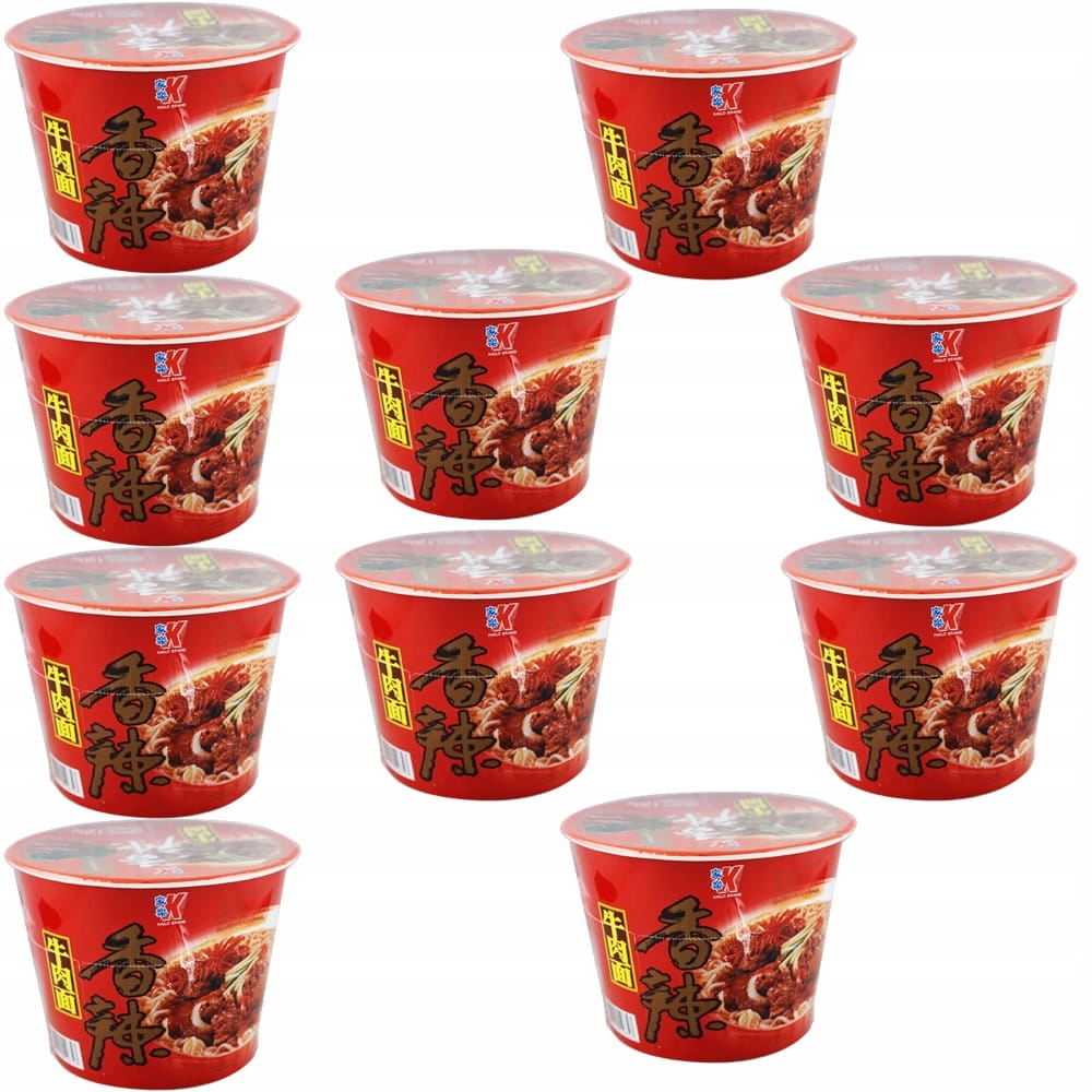 10 x Polévka Těstoviny s příchutí ostrého hovězího masa Spicy Beef Velký hrnek 120 g Kailo