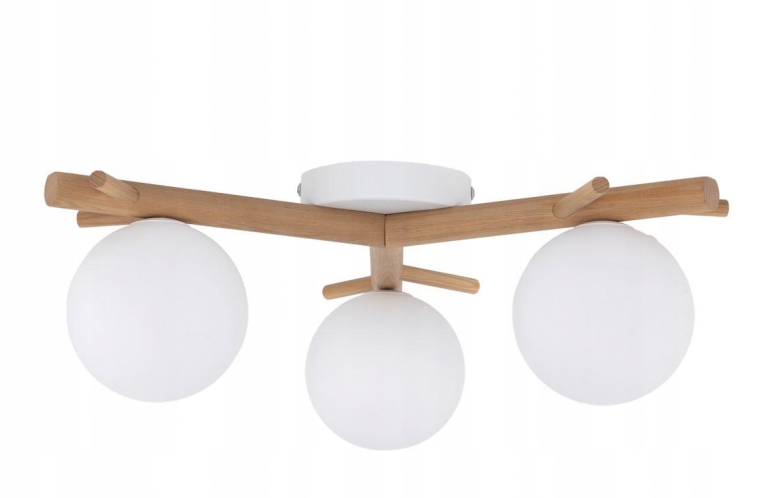 TK-Lighting SHERON WHITE LAMPA SUFITOWA 3 PŁ PLAFON DREWNO BIAŁE KLOSZE