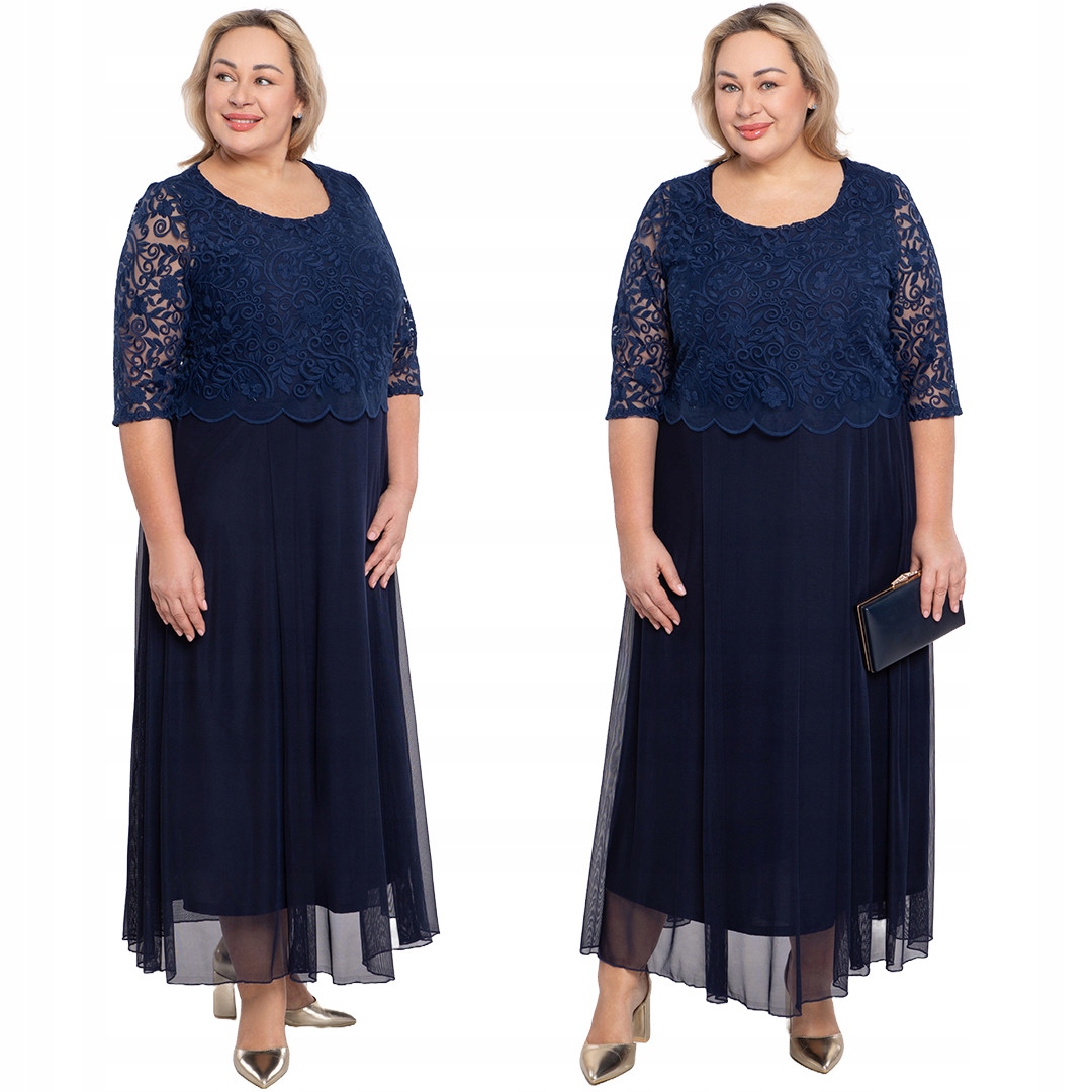 Tmavě modrá síťovaná šaty s krajkou 58