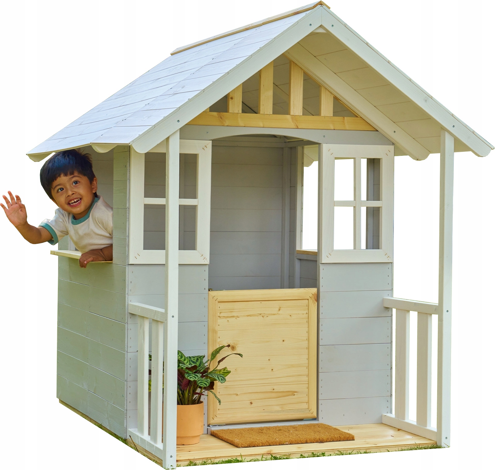 Drewniany Domek Ogrodowy Z Werandą Dla Dzieci do ogrodu drewno Fsc Tp Toys