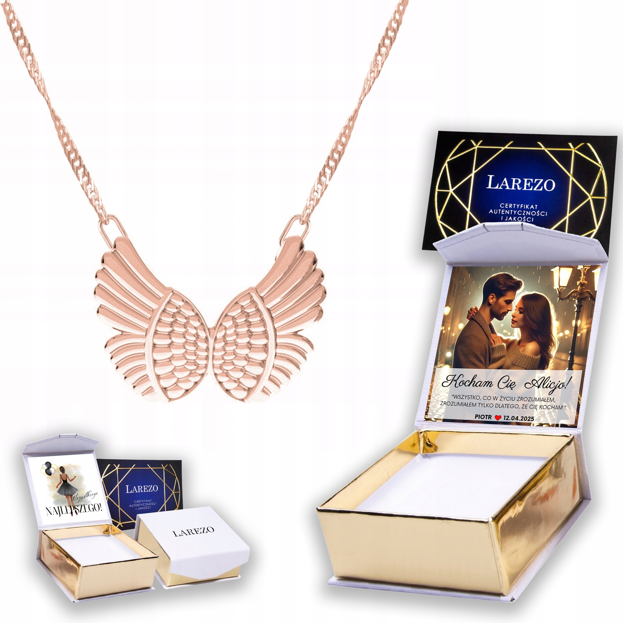 Pozlacený náhrdelník 925 s křídly Křídlo Pták Křídla Ptáka Potisk