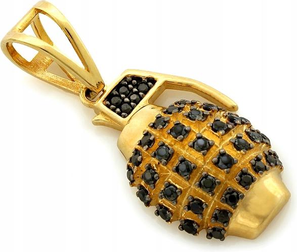 Přívěsek zlatý 585 granát zbraň zirkon 14k přívěsek, módní vzor jako dárek