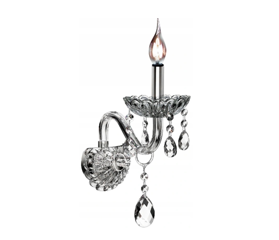 Křišťálová Nástěnná Lampa Stříbrná, Klasická, Dekorativní, Glamour