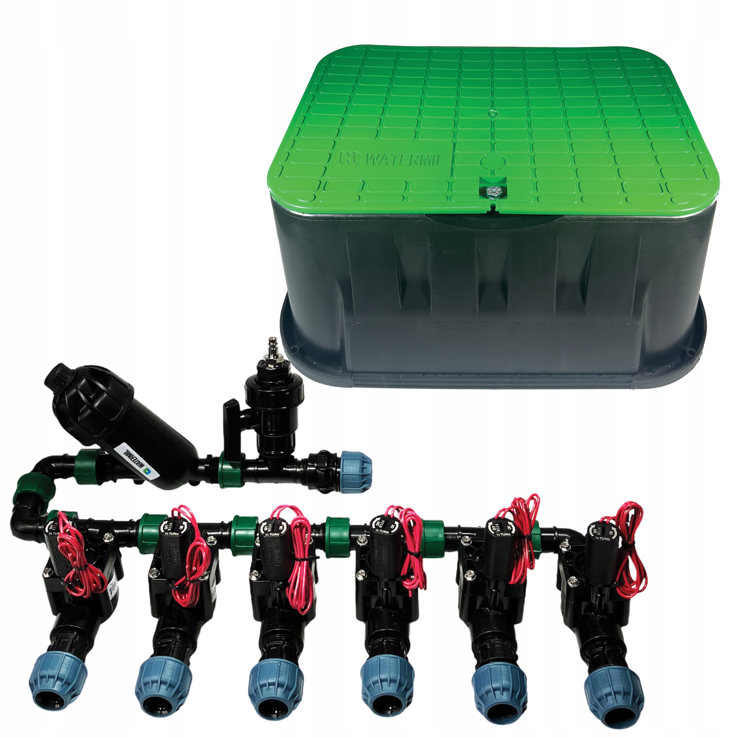 Kolektor 6 sekcji Hunter Pgv rura 25mm Filtr Odpowietrznik Studzienka