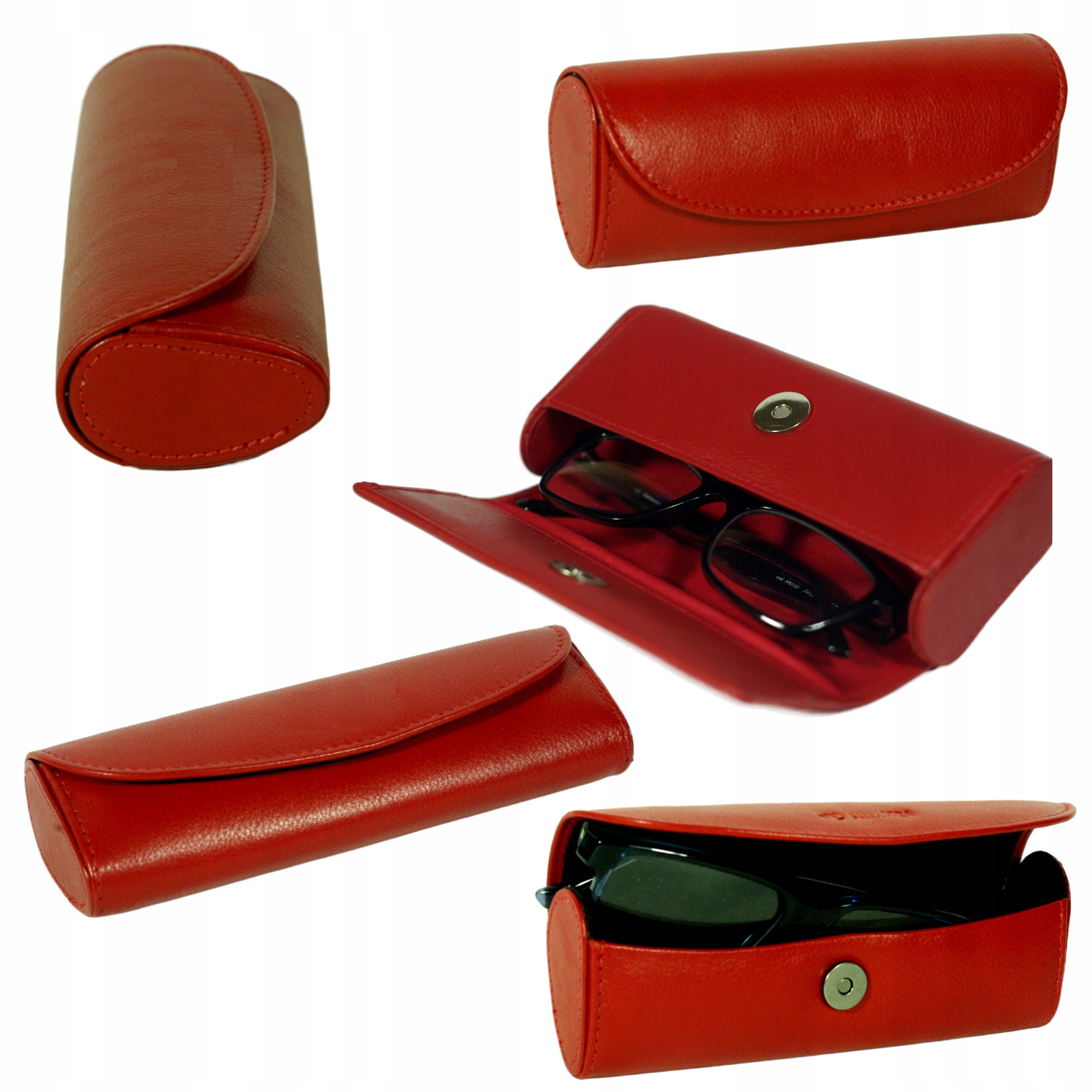 Kožené pouzdro na brýle, červené, dámské, měkká kůže, malé