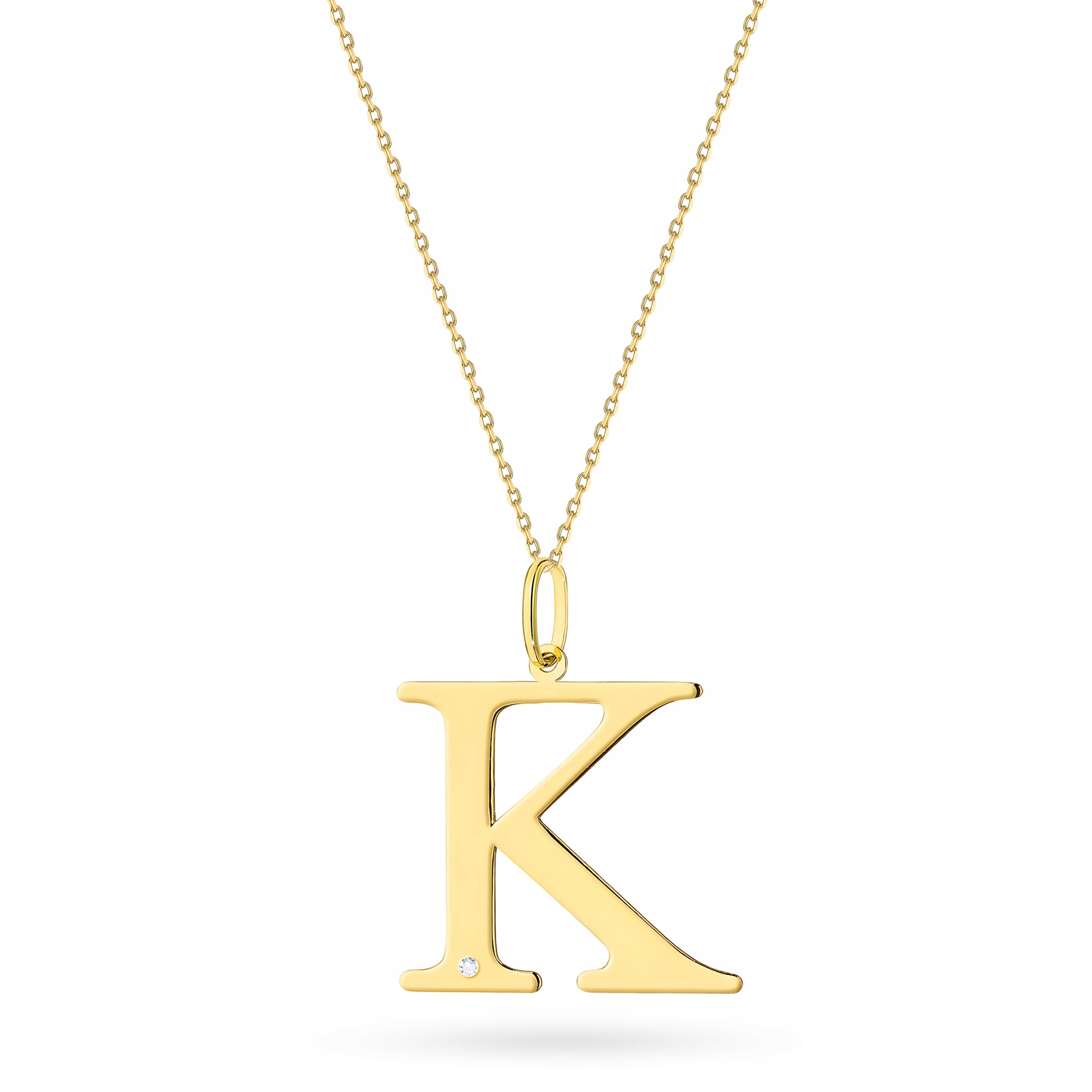 Zlatý Náhrdelník 585 Písmenko K s Briliantem 0,005 ct