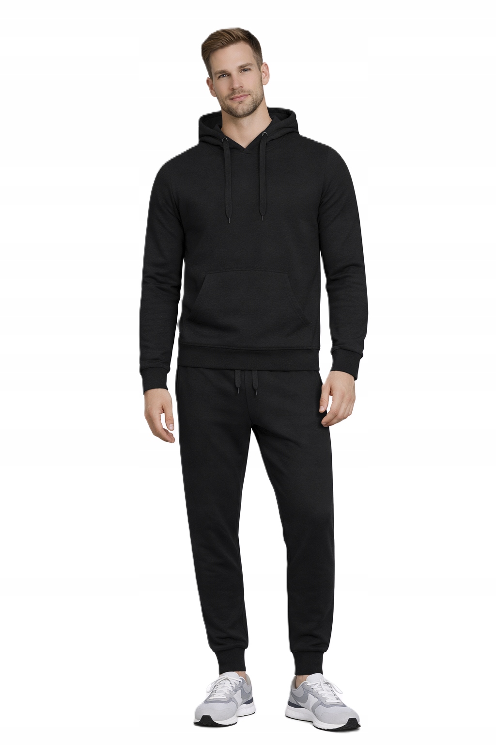 Komplet Dresowy Męski 68C10381-3 czarny bawełniany stylowy