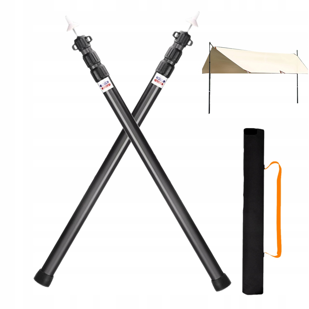 2X TELESKOPOWA RURA NAMIOTOWA MASZT DO PLANDEK 90- 235CM ZESTAW Z ALUMINIUM